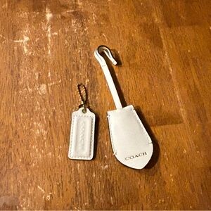 White Saffiano Leather Key holder with bag tag